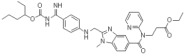 CAS # 1610758-22-9, N-[[2-[[[4-[[[(1-Ethylbutoxy)carbonyl]amino]iminomethyl]phenyl]amino]methyl]-1-methyl-1H-benzimidazol-5-yl]carbonyl]-N-2-pyridinyl-beta-alanine ethyl ester