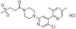 structure of CAS# 1613439-62-5, 1-[4-(5'-氯-3,5-二甲基[2,4'-联吡啶]-2'-基)-1-哌嗪基]-3-(甲基磺酰基)-1-丙酮盐酸盐