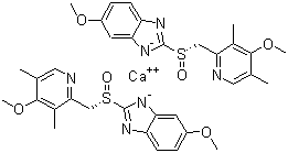 CAS # 161796-85-6, (S)-Omeprazole calcium, 6-Methoxy-2-[(S)-[(4-methoxy-3,5-dimethyl-2-pyridinyl)methyl]sulfinyl]-1H-benzimidazole calcium salt, Esomeprazole calcium