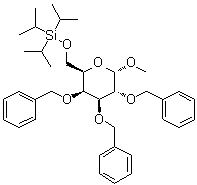 CAS 登录号：162147-37-7, 甲基 2,3,4-三-O-(苯基甲基)-6-O-[三(异丙基)硅烷基]-alpha-D-吡喃半乳糖苷