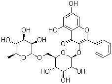 CAS # 16268-50-1, Galangin 3-rutinoside, 3-[[6-O-(6-Deoxy-alpha-L-mannopyranosyl)-beta-D-glucopyranosyl]oxy]-5,7-dihydroxy-2-phenyl-4H-1-benzopyran-4-one, Galanginoside