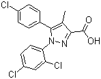CAS # 162758-35-2, 5-(4-Chlorophenyl)-1-(2,4-dichlorophenyl)-4-methylpyrazole-3-carboxylic acid, 5-(4-Chlorophenyl)-1-(2,4-dichlorophenyl)-4-methyl-1H-pyrazole-3-carboxylic acid