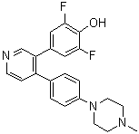 structure of CAS# 1627710-50-2, 2,6-二氟-4-[4-[4-(4-甲基-1-哌嗪基)苯基]-3-吡啶基]苯酚