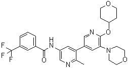 structure of CAS# 1628838-42-5, N-[2-甲基-5'-(4-吗啉基)-6'-[(四氢-2H-吡喃-4-基)氧基][3,3'-联吡啶]-5-基]-3-(三氟甲基)苯甲酰胺