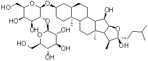 CAS # 163047-21-0, Anemarrhenasaponin I, (3beta,5beta,15alpha)-15,22-Dihydroxyfurostan-3-yl 2-O-beta-D-glucopyranosyl-beta-D-galactopyranoside, 22-Hydroxy-5beta-furostan-3beta,15alpha-diol 3-O-beta-D-glucopyranosyl-(1→2)-beta-D-galactopyranoside, Anemarrhenasaponin 1