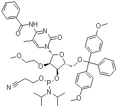 CAS # 163759-94-2, N-Benzoyl-5'-O-[bis(4-methoxyphenyl)phenylmethyl]-2'-O-(2-methoxyethyl)-5-methylcytidine  3'-[2-cyanoethyl N,N-bis(1-methylethyl)phosphoramidite]