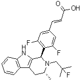 (E)-3-[3,5-Difluoro-4-[(1R,3R)-2-(2-fluoro-2-methylpropyl)-3-methyl-2,3,4,9-tetrahydro-1H-pyrido[3,4-b]indol-1-yl]phenyl]acrylic acid molecular structure (CAS 1639042-08-2)