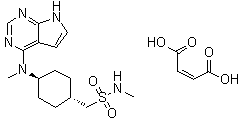 structure of CAS# 1640292-55-2, 反式-N-甲基-4-(甲基-7H-吡咯并[2,3-d]嘧啶-4-基氨基)环己烷甲烷磺酰胺马来酸盐