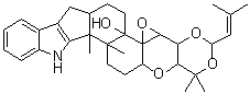 CAS # 164323-42-6, 1,4a,4b,6,7,7a,8,13,13b,13c,14,15,15a,16a-Tetradecahydro-1,1,13b,13c-tetramethyl-3-(2-methyl-1-propenyl)-5bH-[1,3]dioxino[5'',4'':2',3']oxireno[4',4'a][1]benzopyrano[5',6':6,7]indeno[1,2-b]indol-5b-ol, 1,4a,4b,6,7,7a,8,13,13b,13c,14,15,15a,16a-Tetradecahydro-1,1,13b,13c-tetramethyl-3-(2-methyl-1-propenyl)-5bH-[1,3]dioxino[5'',4'':2',3']oxireno[4',4'a][1]benzopyrano[5',6':6,7]indeno[1,2-b]indol-5b-ol