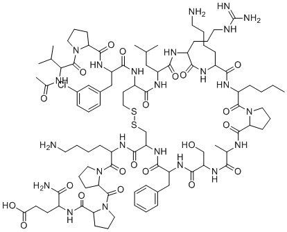 CAS # 1659305-78-8, YAP-TEAD Inhibitor 1, 4-[[1-[1-[2-[[15-[[2-[[1-(2-acetamido-3-methylbutanoyl)pyrrolidine-2-carbonyl]amino]-3-(3-chlorophenyl)propanoyl]amino]-6-(4-aminobutyl)-24-benzyl-3-butyl-9-(3-carbamimidamidopropyl)-27-(hydroxymethyl)-30-methyl-12-(2-methylpropyl)-2,5,8,11,14,23,26,29,32-nonaoxo-18,19-dithia-1,4,7,10,13,22,25,28,31-nonazabicyclo[31.3.0]hexatriacontane-21-carbonyl]amino]-6-aminohexanoyl]pyrrolidine-2-carbonyl]pyrrolidine-2-carbonyl]amino]-5-amino-5-oxopentanoic acid