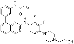 CAS # 1660963-42-7, N-[3-[2-[[2,3-Difluoro-4-[4-(2-hydroxyethyl)piperazin-1-yl]phenyl]amino]quinazolin-8-yl]phenyl]acrylamide