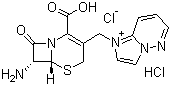 CAS 登录号：166176-51-8, 1-[[(6R,7R)-7-氨基-2-羧基-8-氧代-5-硫杂-1-氮杂双环[4.2.0]辛-2-烯-3-基]甲基]咪唑并[1,2-b]哒嗪二盐酸盐