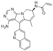 (S)-N-(4-amino-6-methyl-5-(quinolin-3-yl)-8,9-dihydropyrimido[5,4-b]indolizin-8-yl)acrylamide molecular structure (CAS 1661854-97-2)