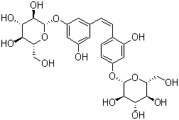 CAS # 166734-06-1, cis-Mulberroside A, beta-D-Glucopyranoside 3-[(1Z)-2-[4-(beta-D-glucopyranosyloxy)-2-hydroxyphenyl]ethenyl]-5-hydroxyphenyl
