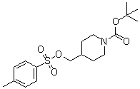 structure of CAS# 166815-96-9, 4-[[(4-Tolylsulfonyl)oxy]methyl]piperidine-1-carboxylic acid tert-butyl ester