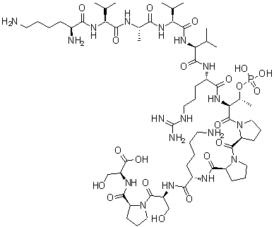 CAS # 1670270-09-3, L-Lysyl-L-valyl-L-alanyl-L-valyl-L-valyl-L-arginyl-[O-phosphono-L-threonyl]-L-prolyl-L-prolyl-L-lysyl-L-seryl-L-prolyl-L-serine