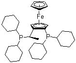 structure of CAS# 167416-28-6, (1R)-1-(二环己基膦)-2-[(1R)-1-(二环己基膦)乙基]二茂铁