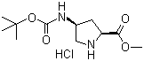 structure of CAS# 168263-82-9, (2S,4S)-4-Boc-Aminopyrrolidine-2-carboxylic acid methyl ester hydrochloride
