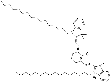 CAS # 1684393-77-8, 2-[2-[2-Chloro-3-[2-(1-hexadecyl-1,3-dihydro-3,3-dimethyl-2H-indol-2-ylidene)ethylidene]-1-cyclohexen-1-yl]ethenyl]-1-hexadecyl-3,3-dimethyl-3H-indolium bromide