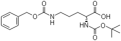 structure of CAS# 16937-92-1, N-叔丁氧羰基-N'-苄氧羰基-D-鸟氨酸