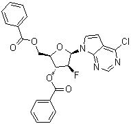 structure of CAS# 169516-55-6, 4-Chloro-7-(3,5-di-O-benzoyl-2-deoxy-2-fluoro-beta-D-arabinofuranosyl)-7H-pyrrolo[2,3-d]pyrimidine