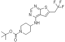 CAS # 1709863-43-3, 4-[[6-(2,2,2-Trifluoroethyl)thieno[2,3-d]pyrimidin-4-yl]amino]-1-piperidinecarboxylic acid 1,1-dimethylethyl ester