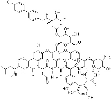 CAS # 171099-57-3, Oritavancin, (4''R)-22-O-(3-Amino-2,3,6-trideoxy-3-C-methyl-alpha-L-arabino-hexopyranosyl)-N3''-[(4'-chloro[1,1'-biphenyl]-4-yl)methyl]vancomycin, LY 333328, Orbactiv