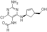 structure of CAS# 171887-04-0, N-[2-氨基-4-氯-6-[[(1R,4S)-4-羟甲基-2-环戊烯-1-基]氨基]-5-嘧啶基]甲酰胺