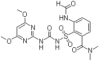 CAS 登录号：173159-57-4, 甲酰胺磺隆, 1-(4,6-二甲氧基嘧啶-2-基)-3-(2-二甲氨基羰基-5-甲酰氨基苯基磺酰基)脲