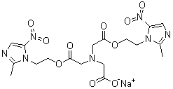 CAS # 173357-17-0, Sodium glycididazole, N,N-Bis[2-[2-(2-methyl-5-nitro-1H-imidazol-1-yl)ethoxy]-2-oxoethyl]glycine sodium salt, SGDD