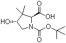 structure of CAS# 173913-66-1, (2S,4R)-N-Boc-4-hydroxy-3,3-dimethylpyrrolidine-2-carboxylic acid