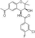 CAS # 175013-84-0, Tonabersat, SB-220453, N-[(3S,4S)-6-Acetyl-3,4-dihydro-3-hydroxy-2,2-dimethyl-2H-1-benzopyran-4-yl]-3-chloro-4-fluorobenzamide