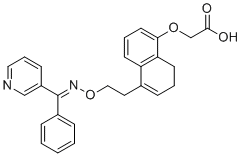 CAS # 176391-41-6, ONO-AP 500-02, 2-[[5-[2-[(E)-[phenyl(pyridin-3-yl)methylidene]amino]oxyethyl]-7,8-dihydronaphthalen-1-yl]oxy]acetic acid