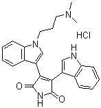 structure of CAS# 176504-36-2, 3-[1-[3-(Dimethylamino)propyl]-1H-indol-3-yl]-4-(1H-indol-3-yl)-1H-pyrrole-2,5-dione monohydrochloride