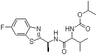 CAS # 177406-68-7, Benthiavalicarb isopropyl, 1-Methylethyl [(1S)-1-[[[(1R)-1-(6-fluoro-2-benzothiazolyl)ethyl]amino]carbonyl]-2-methylpropyl]carbamate