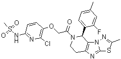 CAS # 1783256-96-1, (S)-N-[6-Chloro-5-[2-[5-(2-fluoro-4-methylphenyl)-2-methyl-7,8-dihydro-[1,3,4]thiadiazolo[2',3':2,3]imidazo[4,5-c]pyridin-6(5H)-yl]-2-oxoethoxy]pyridin-2-yl]methanesulfonamide