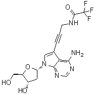 structure of CAS# 178420-75-2, N-[3-[4-Amino-7-(2-deoxy-beta-D-erythro-pentofuranosyl)-7H-pyrrolo[2,3-d]pyrimidin-5-yl]-2-propyn-1-yl]-2,2,2-trifluoroacetamide