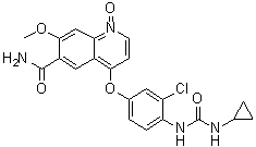 structure of CAS# 1788901-86-9, 4-[3-氯-4-[[(环丙基氨基)羰基]氨基]苯氧基]-7-甲氧基-6-喹啉甲酰胺 1-氧化物
