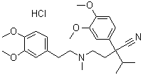 structure of CAS# 1794-55-4, 4-[(3,4-二甲氧基苯乙基)甲基氨基]-2-(3,4-二甲氧基苯基)-2-异丙基丁腈单盐酸盐