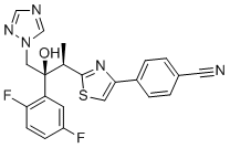 CAS # 1797905-83-9, Isavuconazole Impurity 12, 4-(2-((2R,3S)-3-(2,5-Difluorophenyl)-3-hydroxy-4-(1H-1,2,4-triazol-1-yl)butan-2-yl)thiazol-4-yl)benzonitrile