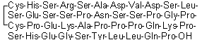 CAS # 1802086-30-1, L-Cysteinyl-L-histidyl-L-seryl-L-arginyl-L-seryl-L-alanyl-L-alpha-aspartyl-L-valyl-L-alpha-aspartyl-L-seryl-L-leucyl-L-seryl-L-alpha-glutamyl-L-seryl-L-seryl-L-prolyl-L-asparaginyl-L-seryl-L-seryl-L-prolylglycyl-L-prolyl-L-cysteinyl-L-prolyl-L-alpha-glutamyl-L-lysyl-L-alanyl-L-prolyl-L-prolyl-L-prolyl-L-glutaminyl-L-lysyl-L-prolyl-L-seryl-L-histidyl-L-alpha-glutamylglycyl-L-seryl-L-tyrosyl-L-leucyl-L-leucyl-L-glutaminyl-L-proline cyclic (1→23)-disulfide