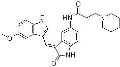 CAS # 181223-80-3, N-[2,3-Dihydro-3-[(5-methoxy-1H-indol-3-yl)methylene]-2-oxo-1H-indol-5-yl]-1-piperidinepropanamide