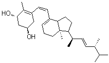 CAS 登录号：1818286-63-3, (1R,3S)-5-((Z)-2-((7aR)-1-((2R,5R,E)-5,6-二甲基庚-3-烯-2-基)-7a-甲基-2,3,3a,6,7,7a-六氢-1H-茚-4-基)乙烯基)-4-甲基环己-4-烯-1,3-二醇, 度骨化醇前体