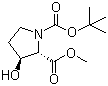 structure of CAS# 184046-78-4, (2S,3S)-3-羟基-1,2-吡咯烷二羧酸 1-叔丁酯 2-甲基酯