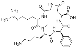 CAS # 1844830-65-4, c(phg-isoDGR-(NMe)k), (5S,8R,11R,14S)-8-(4-aminobutyl)-5-[3-(diaminomethylideneamino)propyl]-7-methyl-3,6,9,12,16-pentaoxo-11-phenyl-1,4,7,10,13-pentazacyclohexadecane-14-carboxylic acid