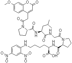 CAS 登录号：185698-23-1, 1-[2-(7-甲氧基-2-氧代-2H-1-苯并吡喃-4-基)乙酰基]-L-脯氨酰-L-亮氨酰甘氨酰-L-脯氨酰-N6-(2,4-二硝基苯基)-D-赖氨酸