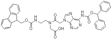 structure of CAS# 186046-82-2, N-[[6-[[(二苯基甲氧基)羰基]氨基]-9H-嘌呤-9-基]乙酰基]-N-[2-[[芴甲氧羰基]氨基]乙基]甘氨酸