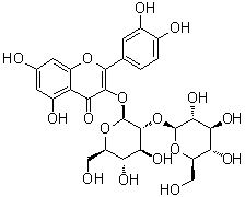 CAS # 18609-17-1, Baimaside, Quercetin 3-beta-D-sophoroside, Quercetin 3-beta-sophoroside, Quercetin-3-O-beta-D-glucosyl-(2&rarr;1)-beta-D-glucoside