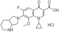 CAS # 186826-86-8, Moxifloxacin hydrochloride, (1'S,6'S)-1-Cyclopropyl-7-(2,8-diazabicyclo[4.3.0]non-8-yl)-6-fluoro-8-methoxy-4-oxo-1,4-dihydroquinoline-3-carboxylic acid hydrochloride