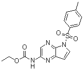 structure of CAS# 1869118-24-0, N-[5-[(4-甲基苯基)磺酰基]-5H-吡咯并[2,3-b]吡嗪-2-基]氨基甲酸乙酯